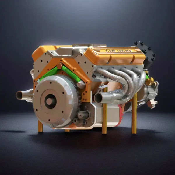 DIY 1/6 Gasoline Internal Combustion V8 Water-Cooled Engine 44CC Model Kit That Works Premium Edition MachinedFlame