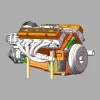 DIY 1/6 Gasoline Internal Combustion V8 Water-Cooled Engine 44CC Model Kit That Works Premium Edition 4 MachinedFlame