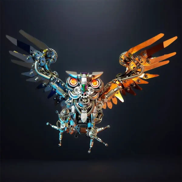 DIY Steampunk 3D Metal Model Mechanical Nocturnal Owl Puzzles Building Block Set Toys Premium Edition MachinedFlame
