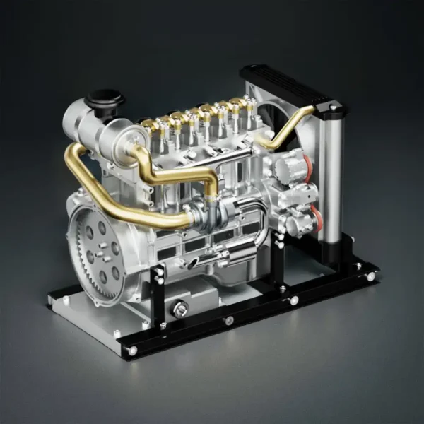 DIY 1/10 Full Metal Mini L4 OHV Inline 4 Cylinder Engine Model Kit that Works Premium Edition MachinedFlame