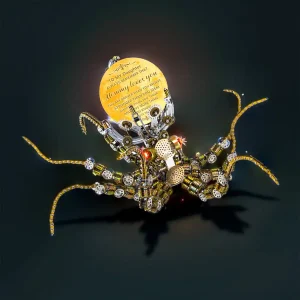 DIY 3D Metal Mechanical Octopus with Lamp Steampunk Craft Puzzle Model-2400PCS Premium Edition