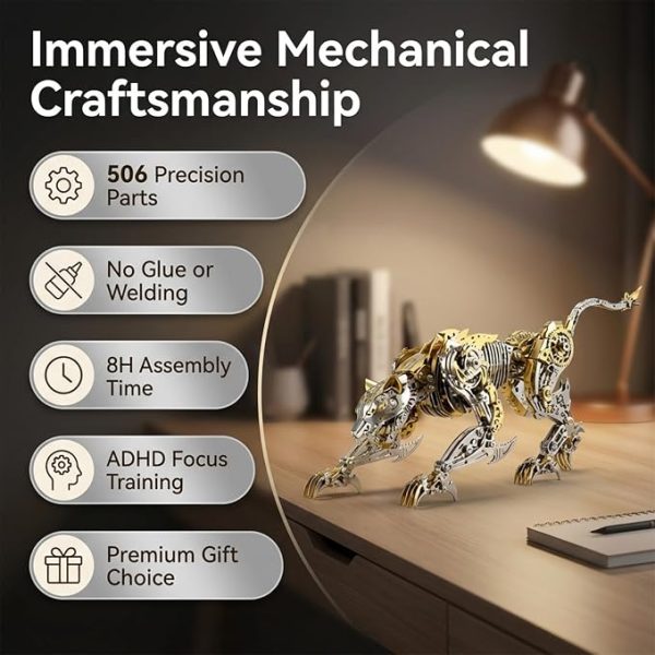 3D Metal Puzzle for Adults-Cheetah Puzzle Building Set MachinedFlame