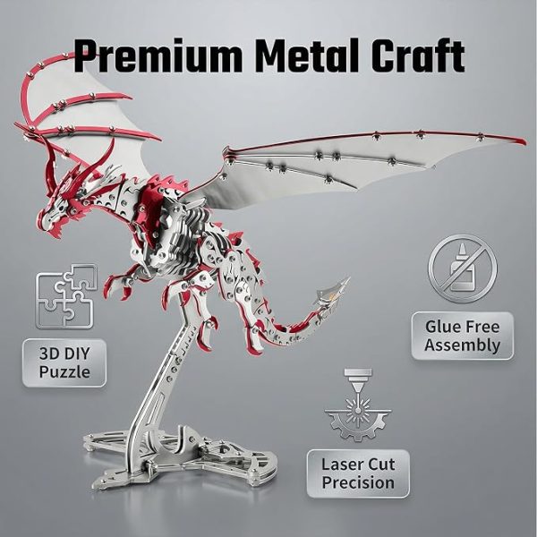 3D Metal Puzzle for Adults-Pterosaur Puzzle Building Set MachinedFlame