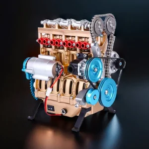 DIY Full Metal 4 Cylinder Car Engine Assembly Kit Premium Edition
