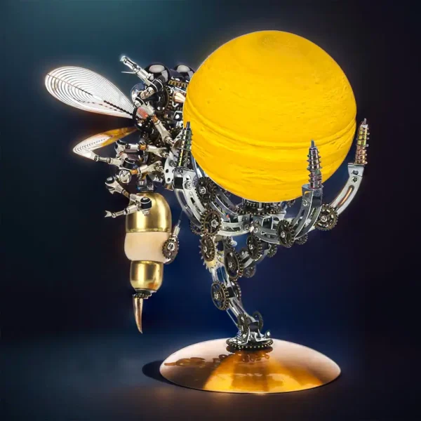 DIY 3D Metal Mechanical Wasp Puzzle Model with Remote Control Lamp -627PCS Premium Edition MachinedFlame